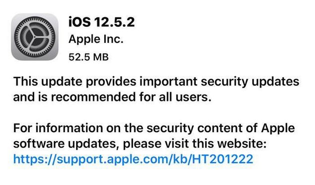 宜昌苹果手机维修分享iOS12.5.2发布，建议所有老苹果用户安装 